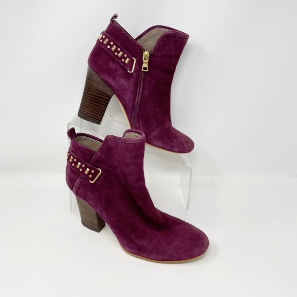 Latigo Womens Maroon Suede Leather Side Zip Heel Bootie "Ganet" Size 8.5 - Picture 2 of 11